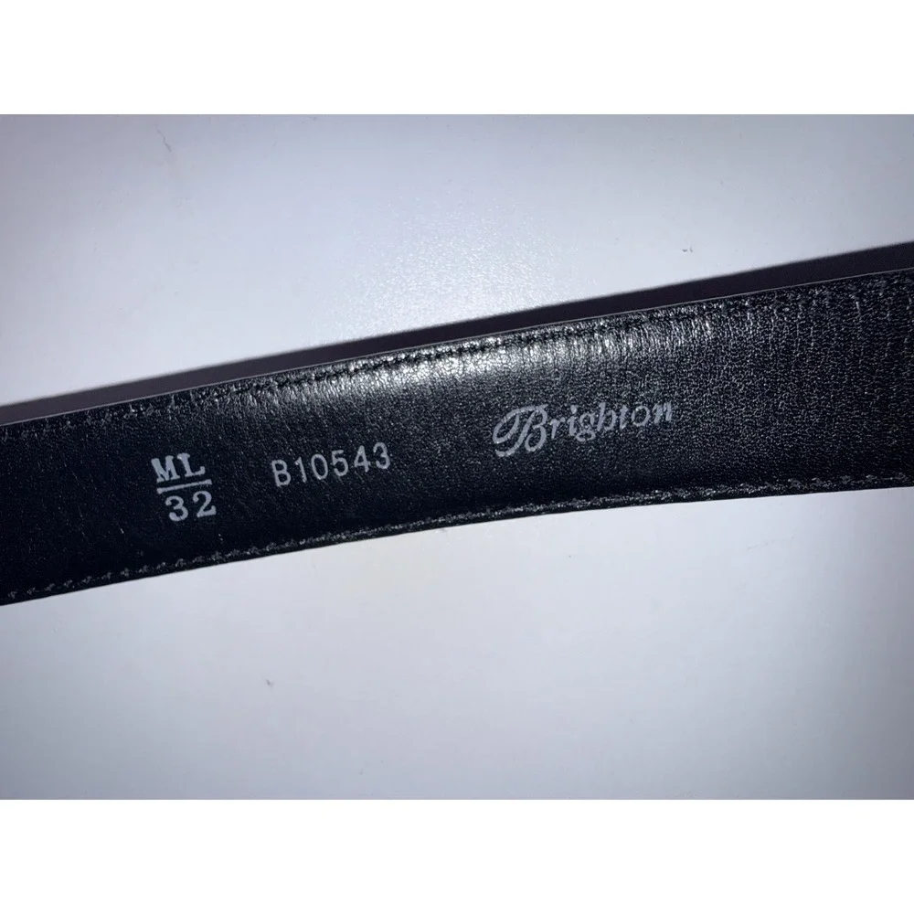 Brighton STARDUST Leather Belt Size 32 M/L Croc Embossed Black Silver Rhineston